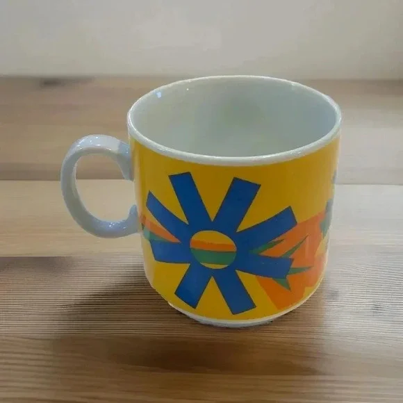 Vintage Cartwheel Coffee Cup of Sunshine Colorful Ceramic Mug Coffee/Tea - Picture 3 of 7